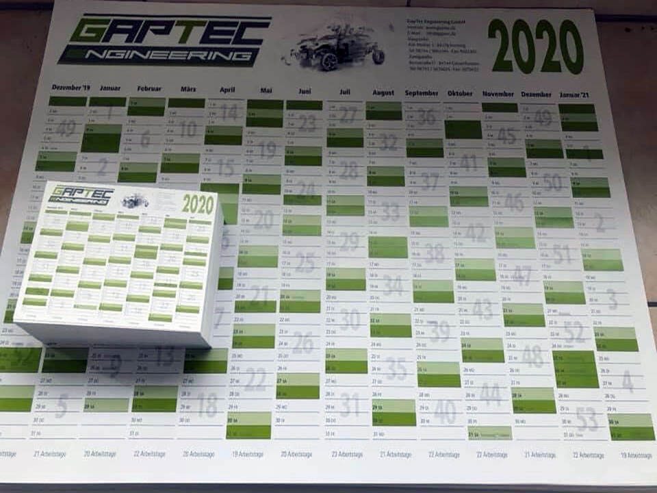 Graptec 2020 Wandkalender 2 seitig und Tischkalender