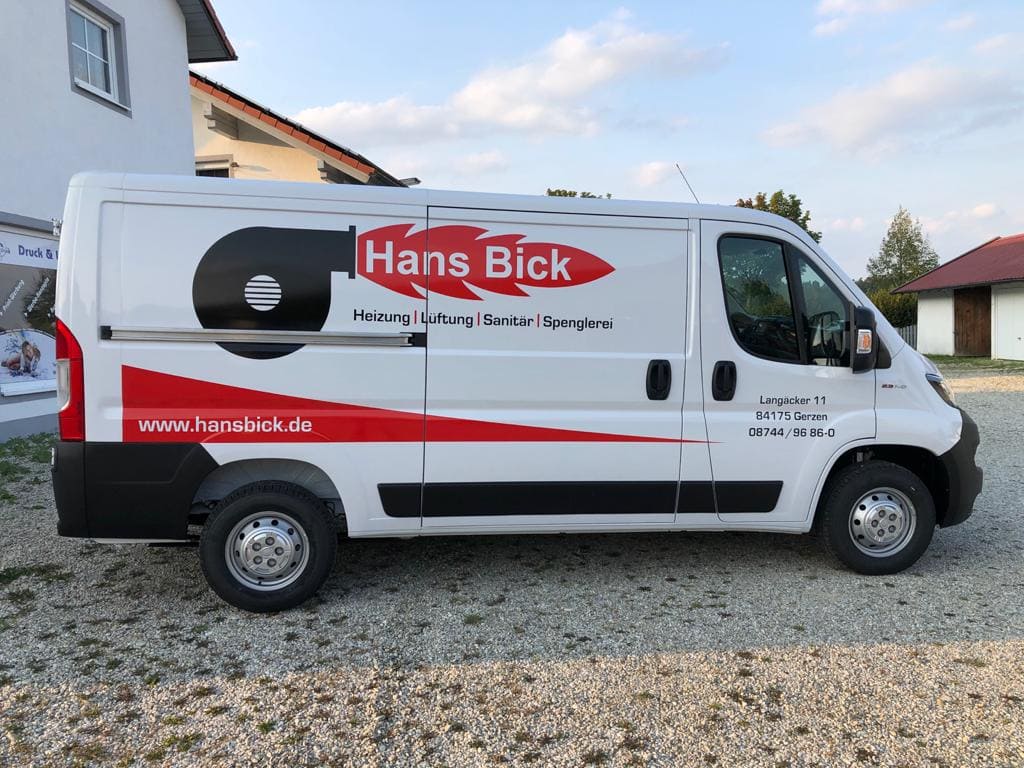 Sprinterbeschriftung Hans Bick weiß Seitenansicht