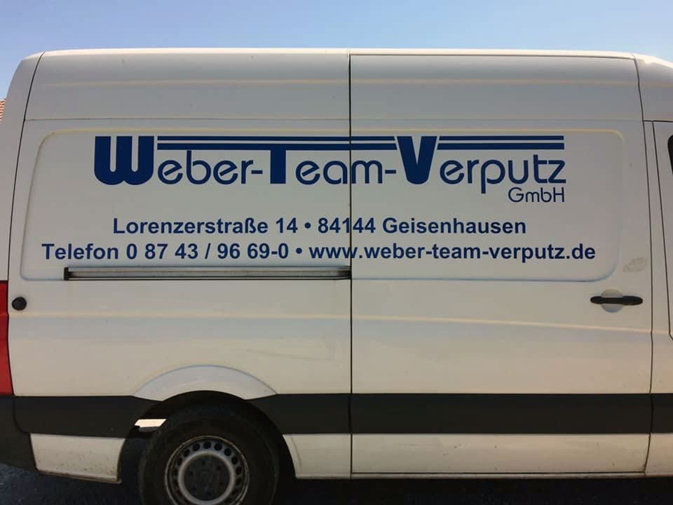 Sprinterbeschriftung Weber Team Verputz weiß